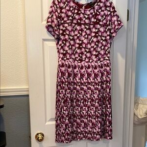 Floral Maroon and Pink Banana Republic pleated Dress